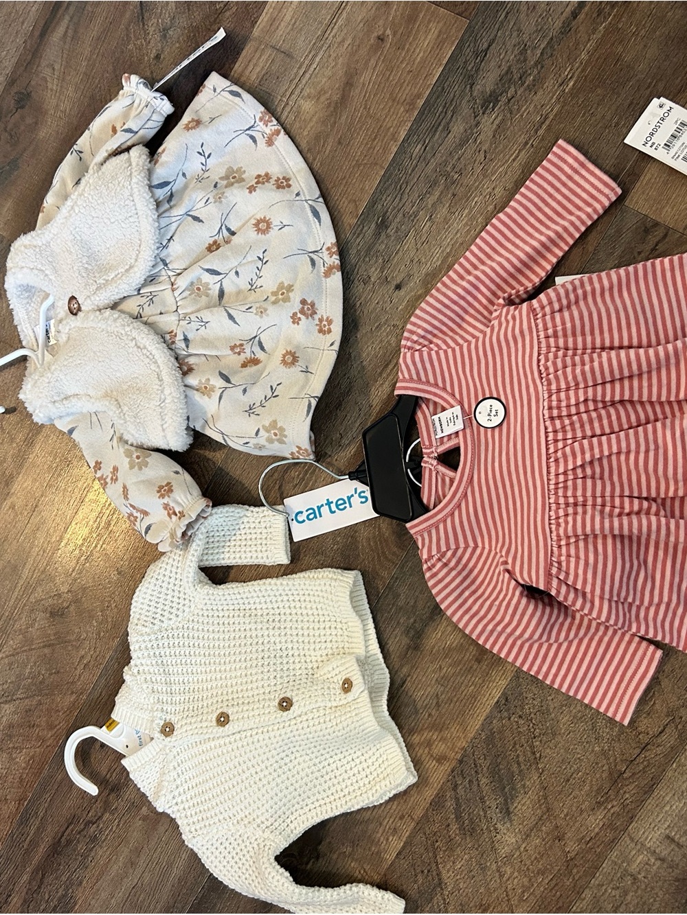Nordstrom Pink Striped Long-Sleeve Peplum Top for Kids